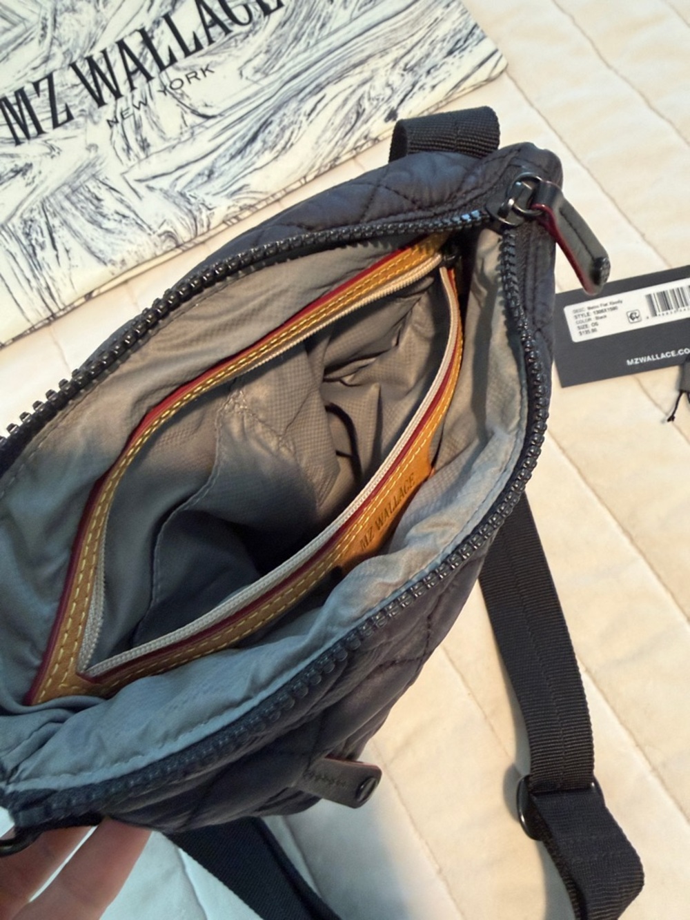 MZ Wallace Metro Flat Xbody Black Quilted Messenger Crossbody - Picture 8 of 12